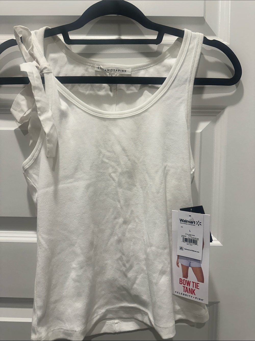 Celebrity Pink White Bow-Tie Shoulder Tank